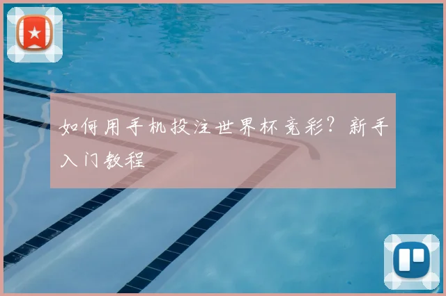 如何用手机投注世界杯竞彩?新手入门教程